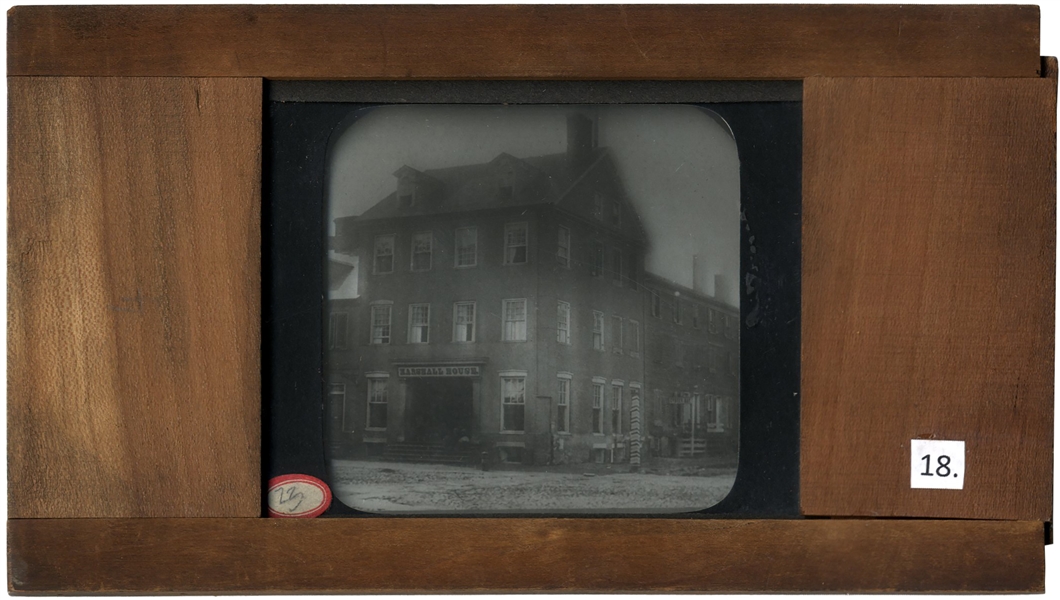 Civil War Magic Lantern Slide -- Showing the Infamous Marshall House in Alexandria, Virginia Where Colonel Ellsworth Was Killed